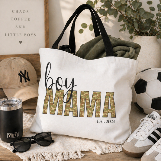 Boy Mama Tote Bag | Personalized EST Year