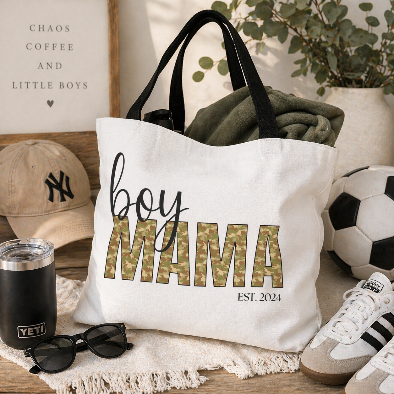 Boy Mama Tote Bag | Personalized EST Year