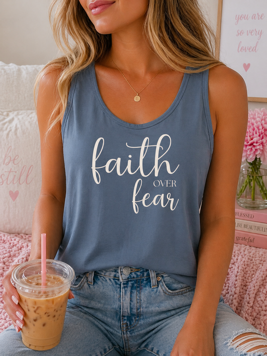 Faith Over Fear Tank Top — Inspirational Scripture Graphic Tank