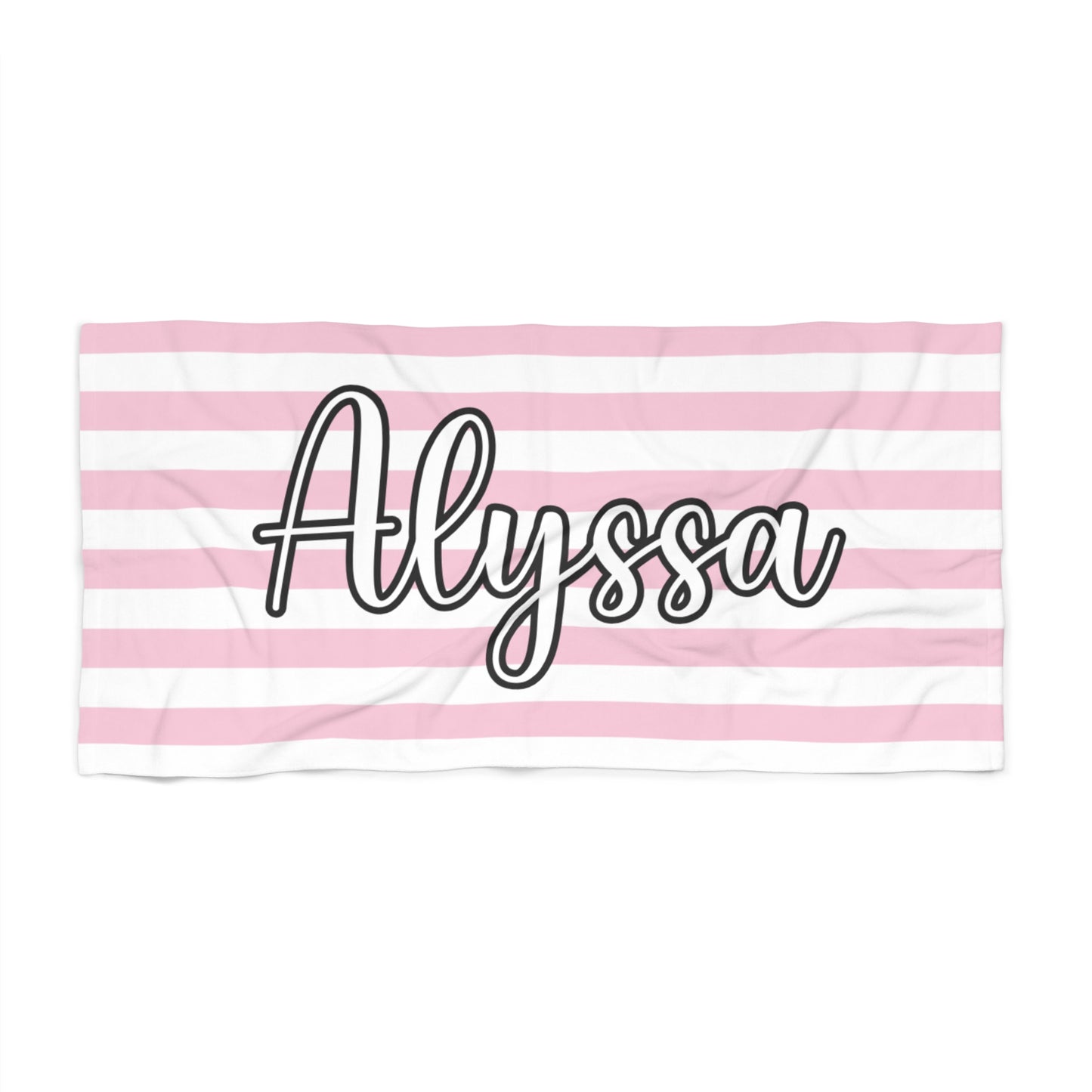 Personalized Pink Stripe Beach Towel | Custom Name Towel