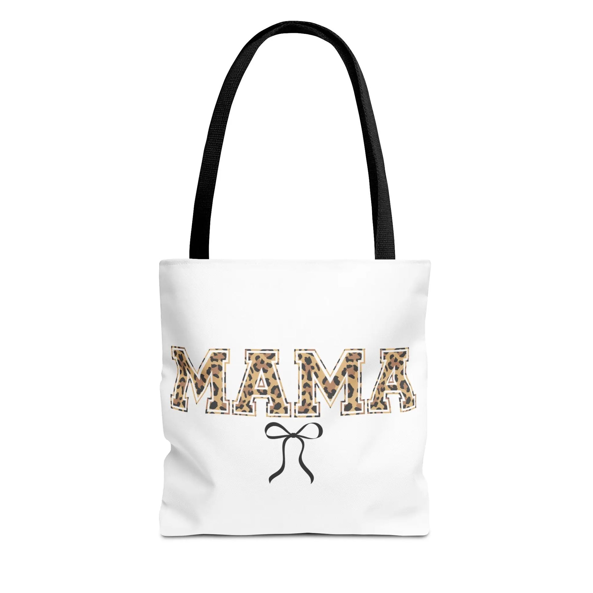 Mama Leopard Print Tote Bag with black bow Printify