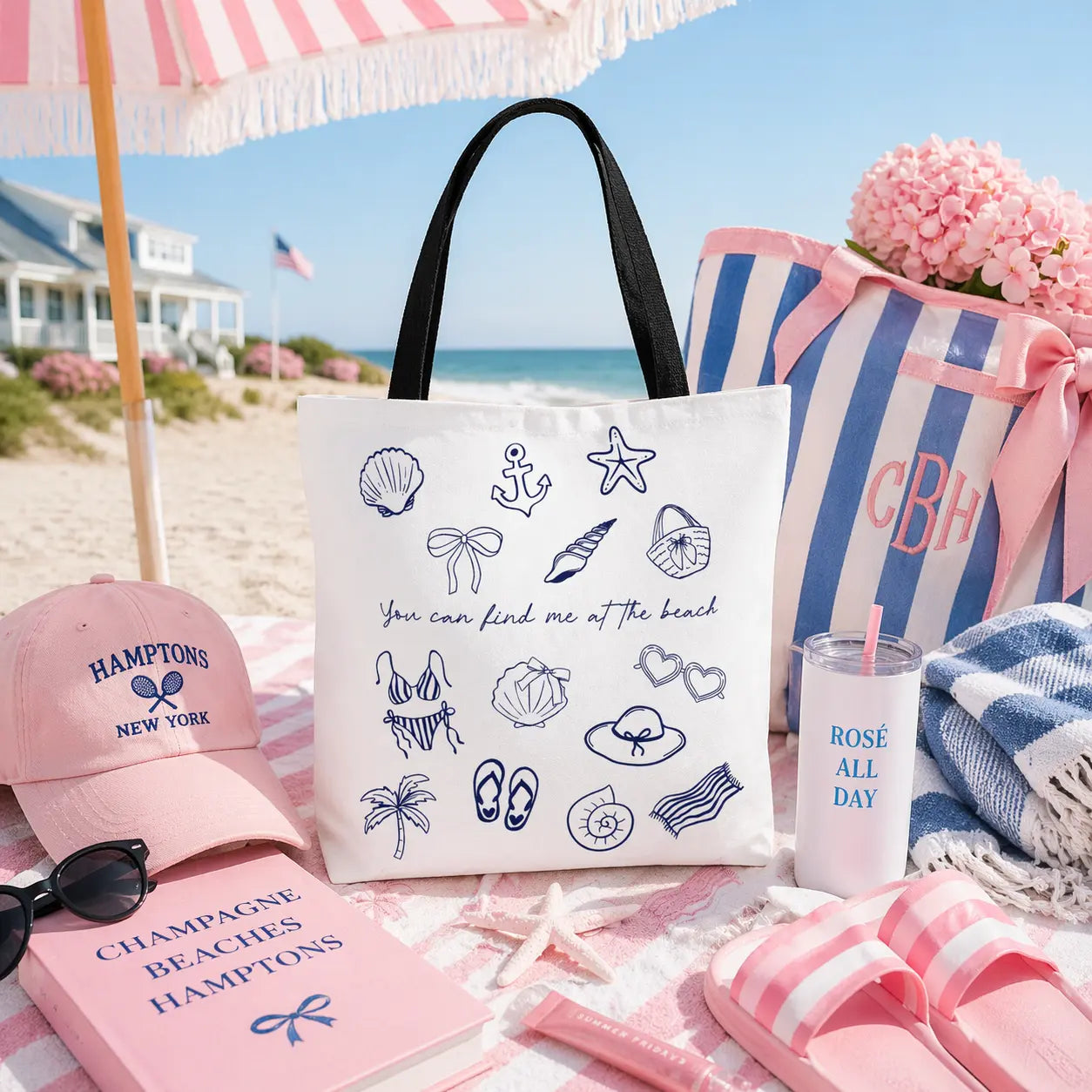 Beach Doodles Tote Bag — "You Can Find Me at the Beach" Canvas Tote Printify