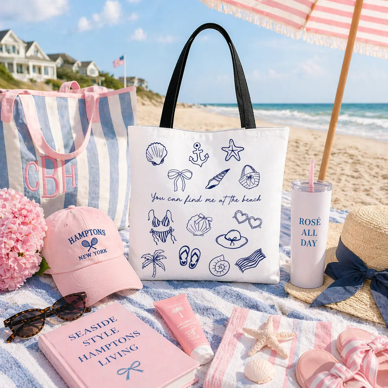 Beach Doodles Tote Bag — "You Can Find Me at the Beach" Canvas Tote Printify