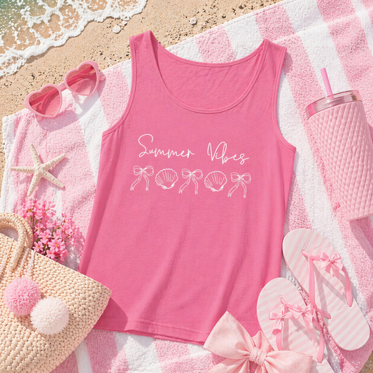 Summer Vibes Tank Top | Bows and Seashell Tank
