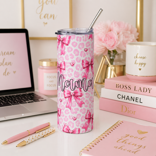 Mama Pink Bow 20oz Stainless Tumbler