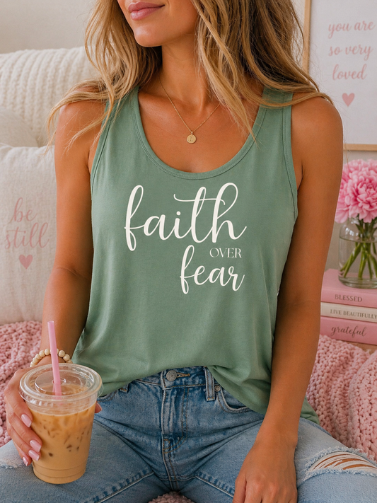 Faith Over Fear Tank Top — Inspirational Scripture Graphic Tank