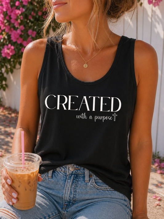 Created with a Purpose Tank Top — Inspirational Faith Graphic Tank