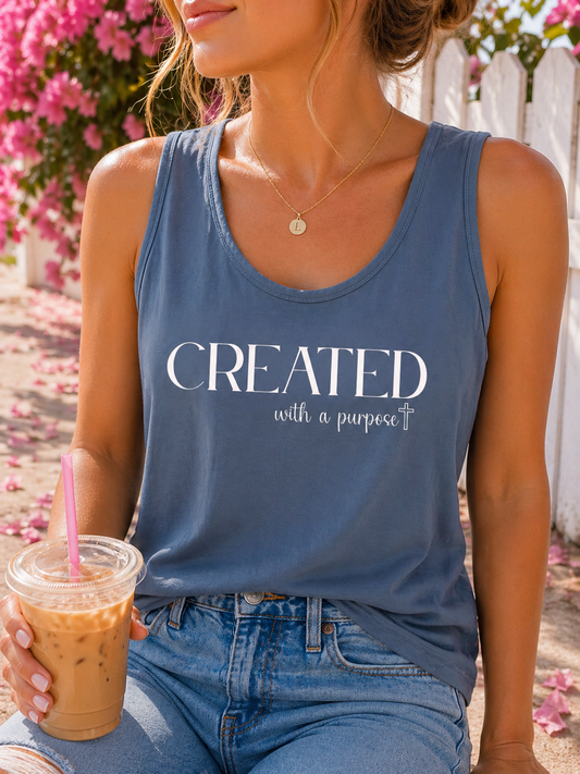 Created with a Purpose Tank Top — Inspirational Faith Graphic Tank