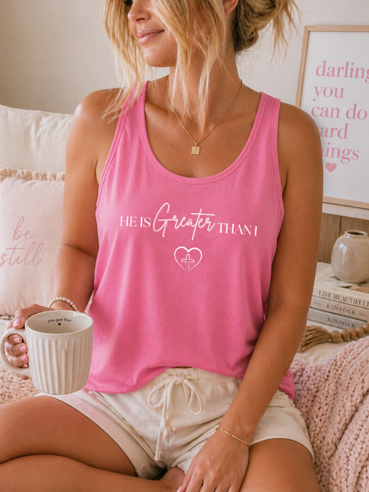 He Is Greater Than Tank Top — Christian Faith Inspirational Tank