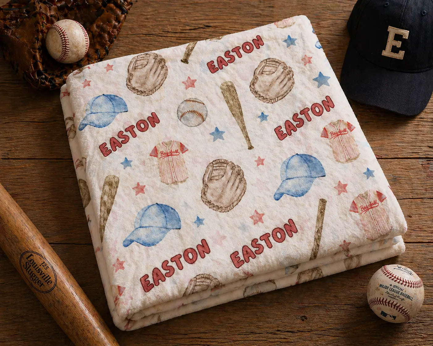 Personalized Baseball Velveteen Plush Blanket – Custom Name Sports Bedding Throw Printify
