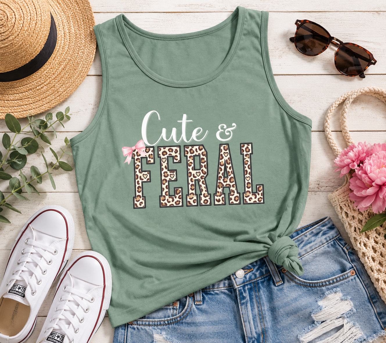 Cute & Feral Leopard Print Tank Top Printify
