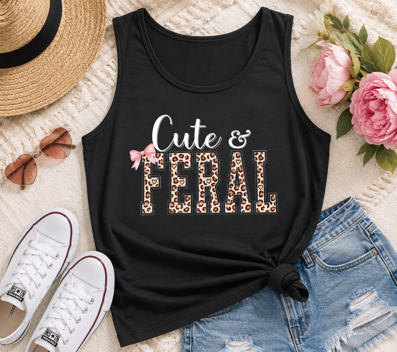 Cute & Feral Leopard Print Tank Top Printify