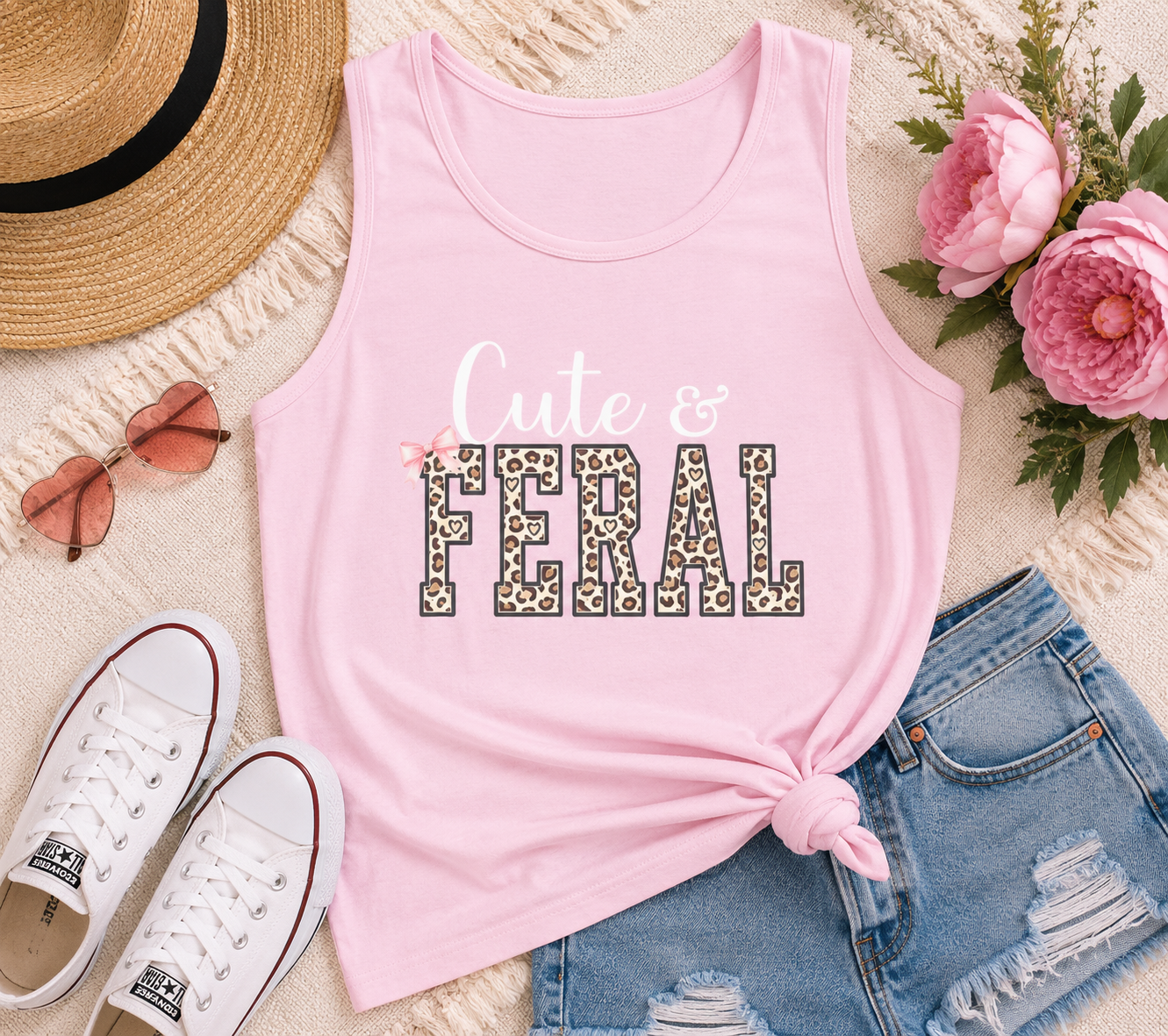 Cute & Feral Leopard Print Tank Top Printify