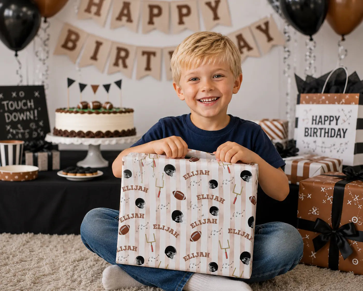 Personalized Football Wrapping Paper | Custom Name Gift Wrap Printify