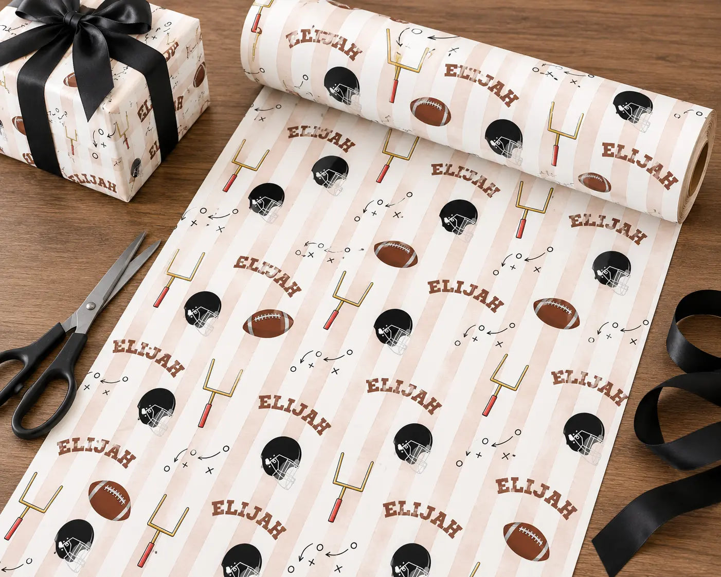 Personalized Football Wrapping Paper | Custom Name Gift Wrap Printify