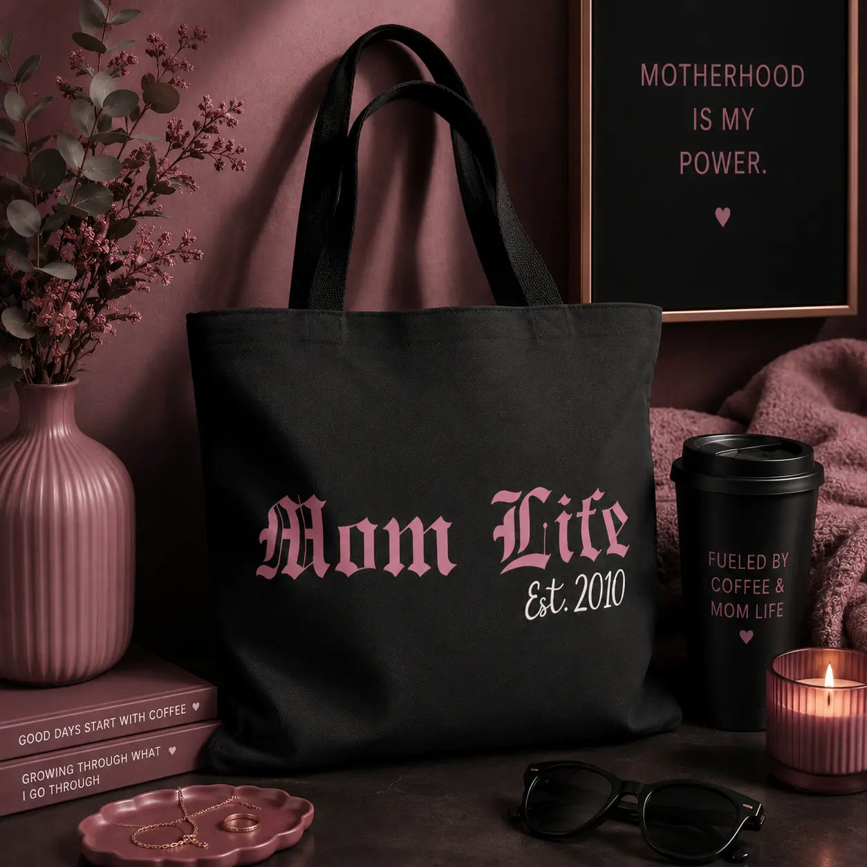 Personalized Mom Life Est. Year Tote Bag Printify
