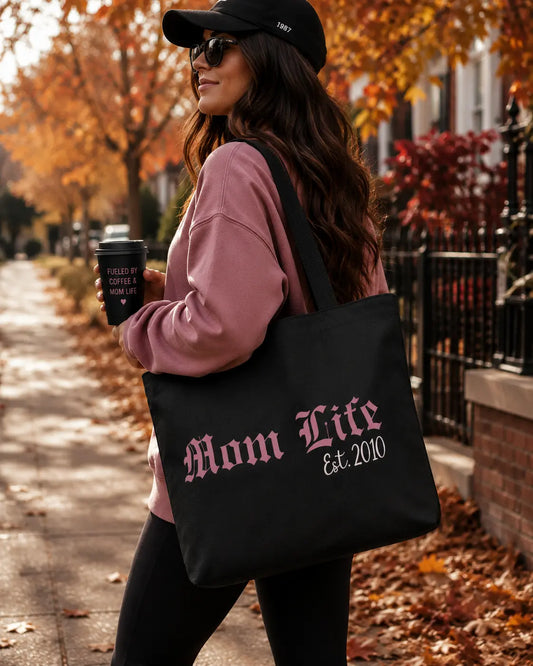 Personalized Mom Life Est. Year Tote Bag Printify