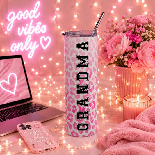 Mama Pink Leopard 20oz Stainless Steel Tumbler Printify