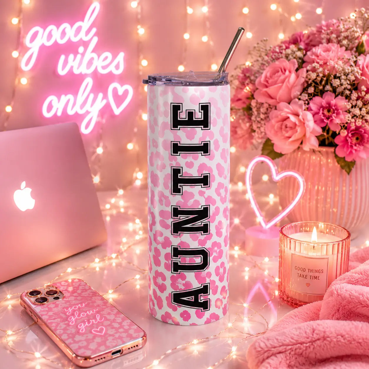 Mama Pink Leopard 20oz Stainless Steel Tumbler Printify