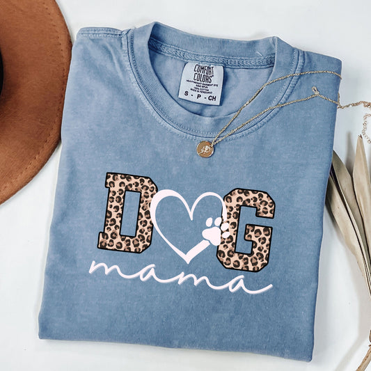 Dog Mama T‑Shirt | Leopard Paw Heart Graphic Tee for Dog Lovers
