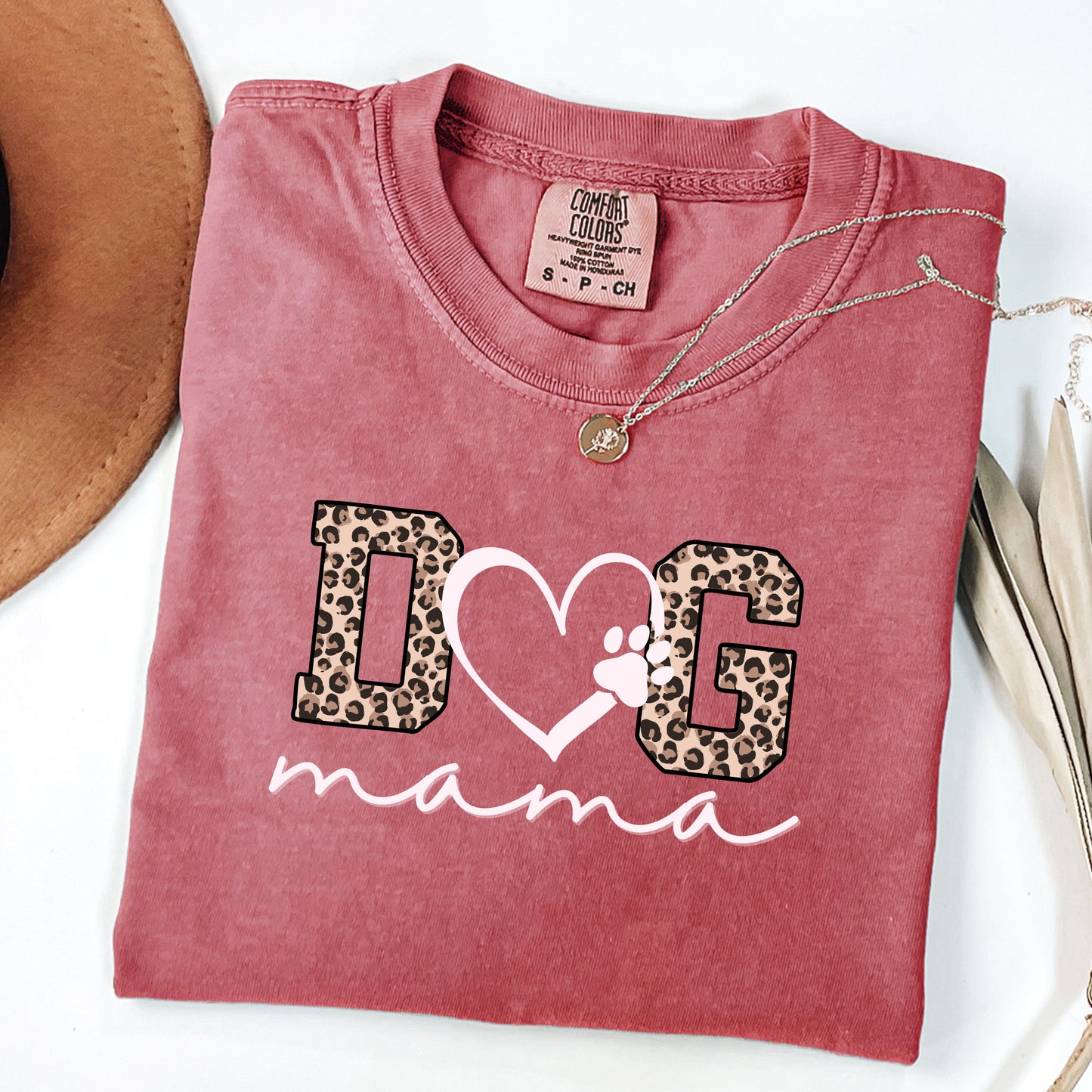 Dog Mama T‑Shirt | Leopard Paw Heart Graphic Tee for Dog Lovers