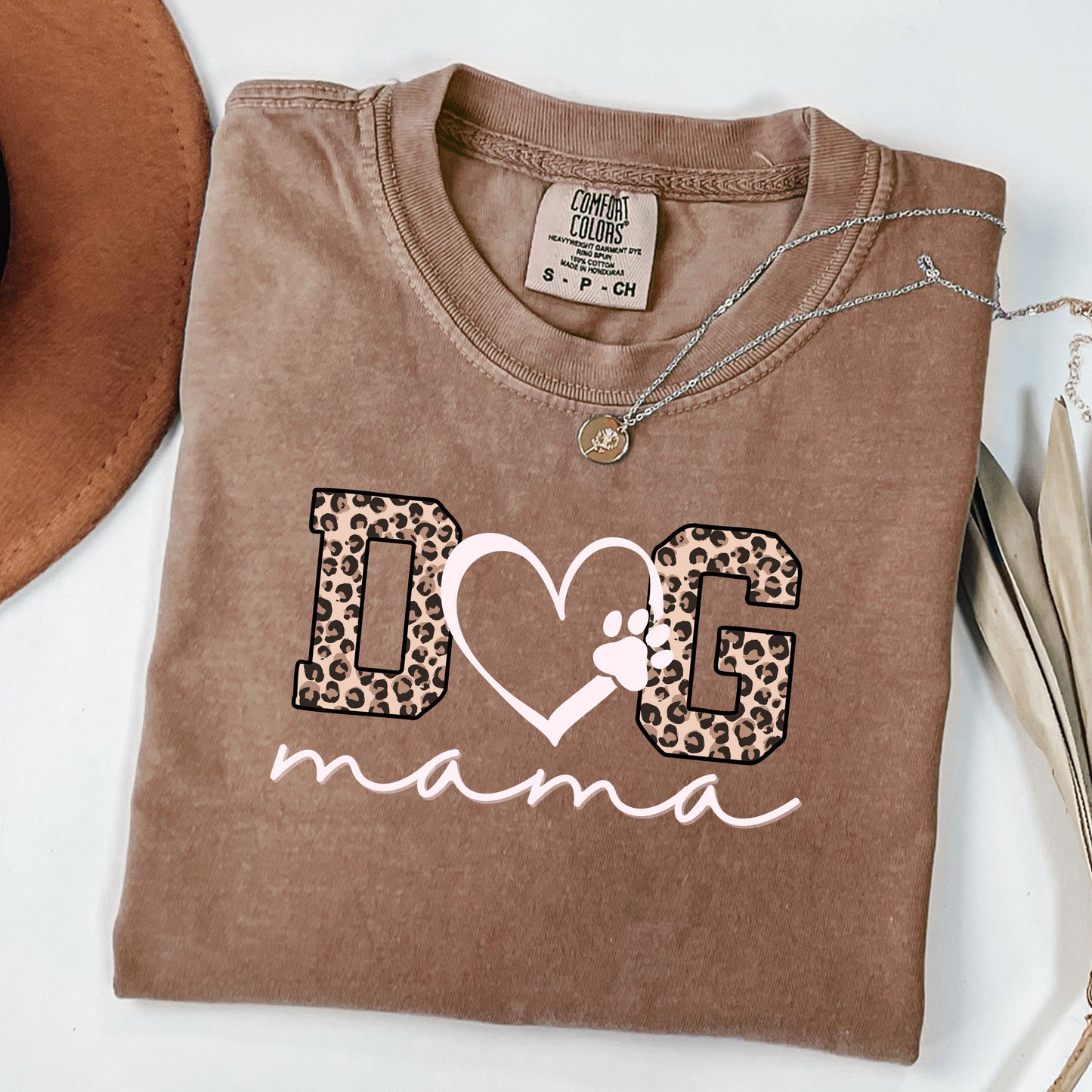 Dog Mama T‑Shirt | Leopard Paw Heart Graphic Tee for Dog Lovers