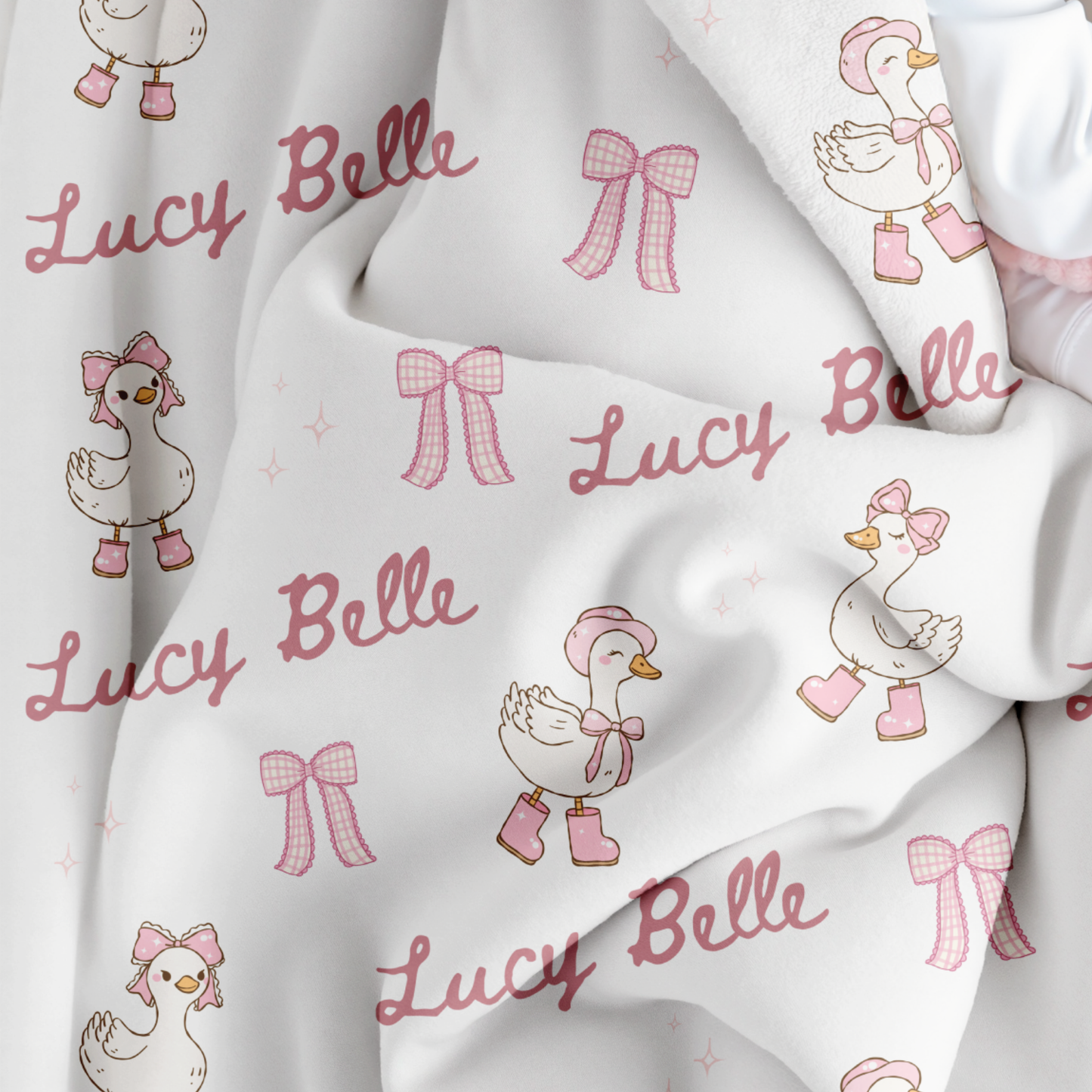 Personalized Pink Goose Name Blanket